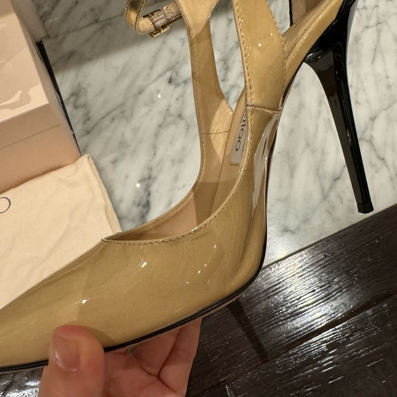 Jimmy Choo Maiden Mystic Snakeskin-Trimmed Pumps Size 37 - Picture 7 of 9